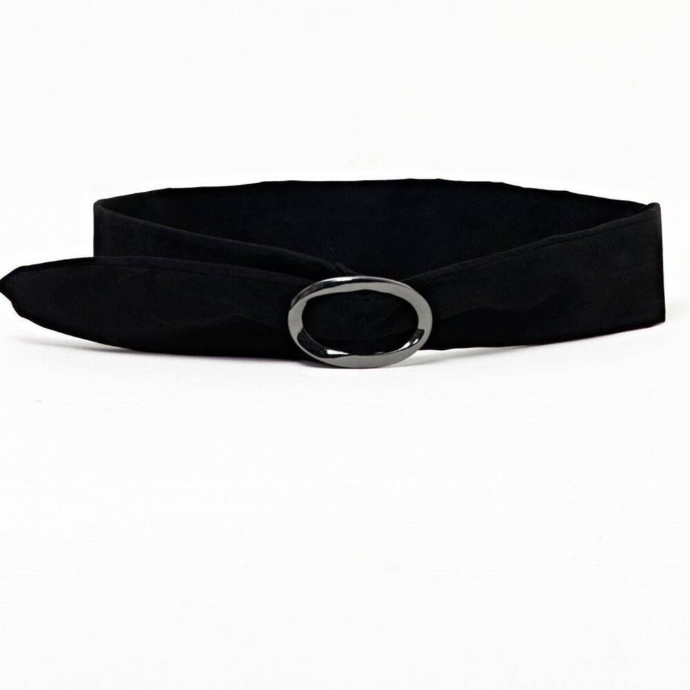 Vegan Suede Wide Belt – Black